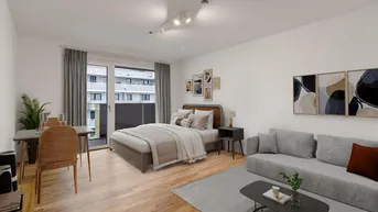 Expose Kurzzeitmiete: Studio Large (möbliert) mit Zugang zu erstklassigen Gemeinschaftsflächen: Fitness, Co-Working, Dachterrasse, Yoga, Private Dining &amp; Kinoraum