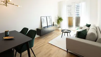 Expose PROVISIONSFREI - TOP MÖBLIERT - 26. Obergeschoss des Q-Tower - top geschnittene 2-Zimmer Wohnung mit Balkon, Einbauküche, kompletter Möblierung und Fernblick! 