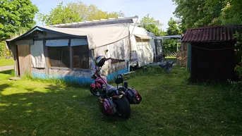 Expose Fendt Wohnwagen auf Pachtgrundstück im Almtal Camp