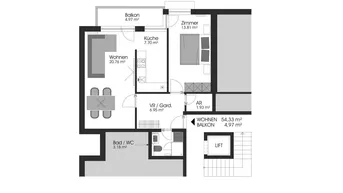 Expose Erstbezug nach Generalsanierung – 2-Zimmer-Wohnung mit Balkon &amp; Gaisbergblick!