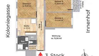 Expose Provisionsfreie 3-Zimmer-Wohnung mit Balkon - WG- &amp; Familientauglich