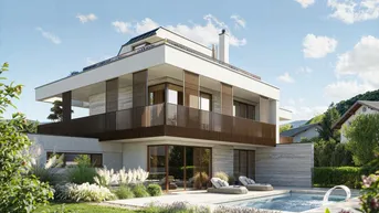 Moderne Villa mit großem Garten, privatem Pool und sonniger Terrasse für entspannte Stunden im Freien.