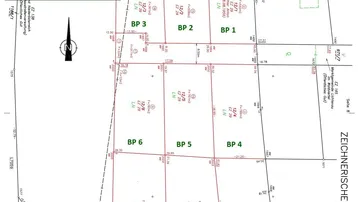 Übersichtsplan der Bauplätze Pallweis mit Parzellennummern und Größenangaben in Quadratmetern.