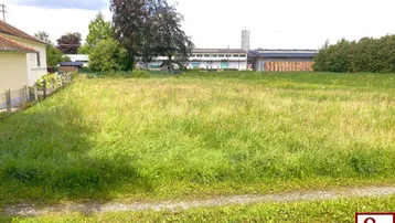 Weitläufiges, unbebautes Grundstück mit hohem Gras und Blick auf umliegende Gebäude.