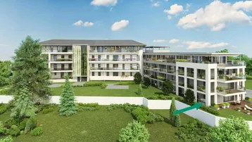 Expose Exquisites Wohnen im Kurort - Parkresidenz Brünnerhaus! Eckwohnung mit 55m² Terrasse &amp; Rundum-Garten! modernste Ausstattung - Ganztagessonne - Innenhoflage!