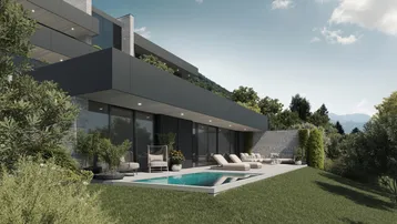 Expose ÜBER DEN DINGEN STEHEN - WOHNEN AUF DER SONNENSEITE DES LEBENS - Garten, Pool und Seeblick