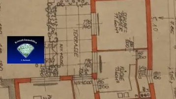 Grundriss des Erdgeschosses mit Wohnraum, Küche, Bad und einer großen Terrasse.