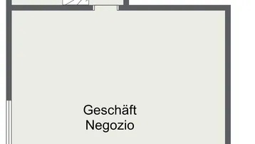 Grundriss des Erdgeschosses mit Ladenfläche, Vorraum und separatem WC.