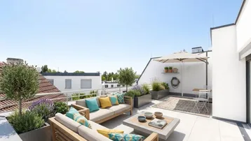 Expose Exklusive 4-Zimmer-Dachgeschosswohnung | 36,5 m² Freiflächen | Erstbezug | Terrasse &amp; Balkon &amp; Tiefgarage