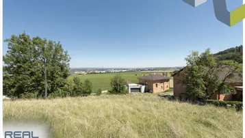Weitläufige Landschaft mit grünen Feldern, vereinzelten Häusern und klarem Himmel.