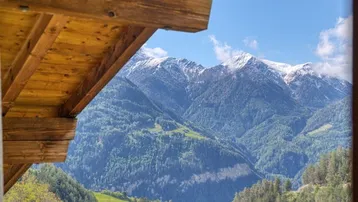 Spektakulärer Blick auf die majestätischen, schneebedeckten Alpen und grüne Täler.