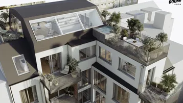 Expose Luxuriöses Penthouse der Extraklasse 285,19 m² Gesamtfläche // Großzügige Dachterrasse mit Jacuzzi und spektakulärem Panoramablick über Wien.
