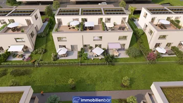 Expose BELVARIA - Ensemble - Reihenhaus mit Dachterrasse, Garten und Doppelcarport