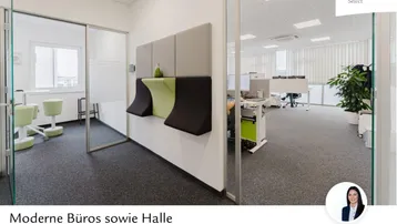 Moderner Bürobereich mit Glaswänden, flexiblen Sitzgelegenheiten und offener Arbeitsplatzgestaltung, ideal für kollaboratives Arbeiten.