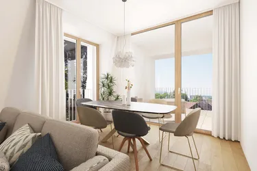 Sehr sonnige 2-Zimmer-Wohnung mit überdachter Terrasse und wunderbarem Ausblick