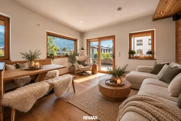 Alpines Wohnjuwel in Bestlage – Großzügiger Terrassenbalkon mit Blick auf das Kitzbüheler Horn