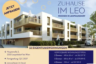 Zuhause IM LEO | Tolle 4 Zimmer Gartenwohnung mit Terrasse | 2 Bäder | 2 Abstellräume | Tiefgarage im Gebäude | Hauptstraße | Frühjahr 2027 - Top 1
