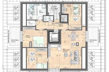 TOP ANGEBOT - 4 - Zimmer Penthouse HIT - einmaliger Panoramablick - eigener Liftzugang - Alleinnutzer im 2. Dachgeschoss - schlüsselfertig - hochwertige Ausstattung - provisionsfrei - BEZUGSFERTIG - ab sofort
