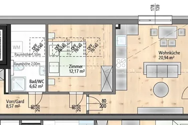 PREISKNÜLLER - Dachgeschoßwohnung mit riesigem Balkon - Grünblick -2-Zimmer - TOP Ausstattung- schlüsselfertig - Lift - provisionsfrei - barrierefrei
