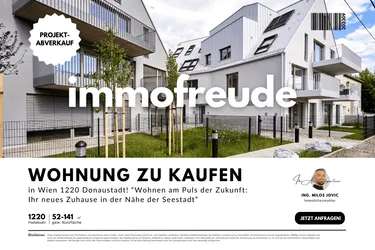 Zum Verkauf steht eine energieeffiziente 2-Zimmer-Neubauwohnung in Wien 1220 Donaustadt, ausgestattet mit Fußbodenheizung, Luftwärmepumpe, Solaranlage und einem ca. 7,20 m² großen Balkon, in unmittelbarer Nähe zur Seestadt.