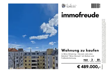202318-Zum Verkauf steht eine sanierte in Wien Ottakring befindliche 3-Zimmer-AltbauWohnung mit Balkon und Fußbodenheizung.