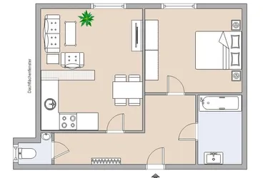 Schöne Wohnung mit Wohnküche im 1. Stock