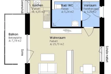 Moderne 1-Zimmer-Wohnung mit Balkon