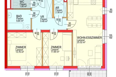 Top07-Erstbezug-3Zimmer-Obergeschoss-Balkon-2PKW-Abstellplätze-Miete mit Kaufoption 