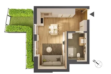 Hochwertige 1-Zimmer Neubau-Gartenwohnung HW08
