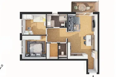 Hochwertige 3-Zimmer Neubau-Wohnung mit Balkon (W12)