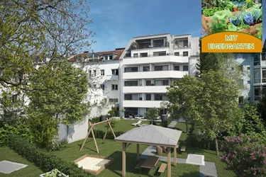 LINZ/URFAHR (Auberg) : NEUBAUPROJEKT - EIGENTUMSWOHNUNG ca. 76,65 m² Wohnfläche, 3 Zimmer + Balkon, inkl.TG-Stellplatz + EIGENGARTEN ca. 148 m2