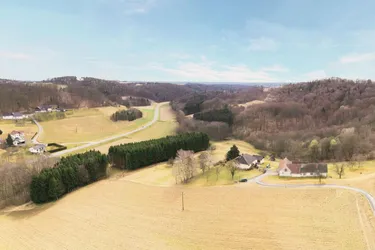 Expose Jennersdorfer Hügelland: Gepflegter Bungalow am Ende einer Sackgasse mit 2,55 ha Grund 