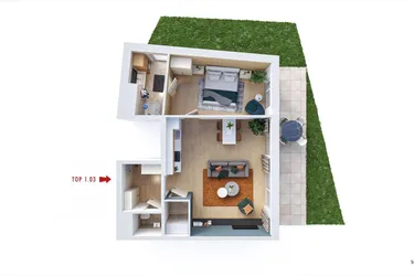 Neubau: 2-Zimmer Gartenwohnung mit Terrasse - Top 1.03
