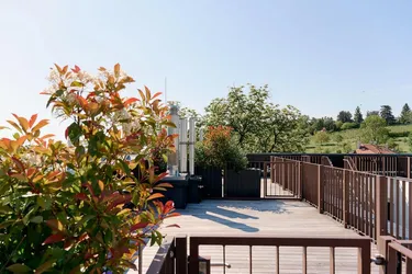 Genießen Sie den Sonnenuntergang von Ihrer Dachterrasse mit Weinbergblick.