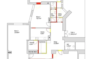 1. BEZIRK: Büro mit 5 Räumen im 1. Obergeschoss