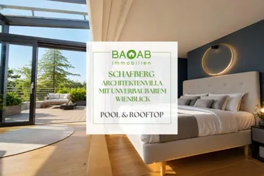 SCHAFBERG | Architektenvilla mit unverbaubarem Wienblick, Pool &amp; Rooftop