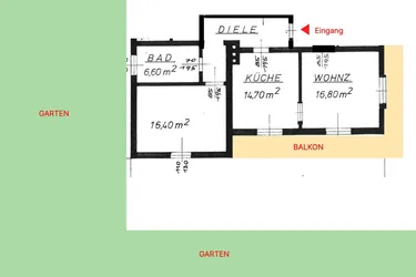Sonnige 2-Zimmer Wohnung mit Balkon und Garten in Eggersdorf