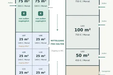 Lagerflächen in Jennersdorf – von 7,2 bis 150 m² ab € 49 netto monatlich
