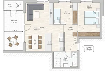 Tolle 3-Zimmer-Terrassenwohnung (TOP 4) in Rankweil-Brederis, Wollgrasweg