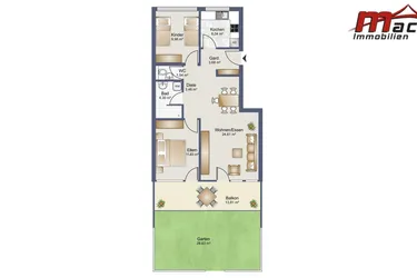 Generalsanierte 3 Zimmer Gartenwohnung