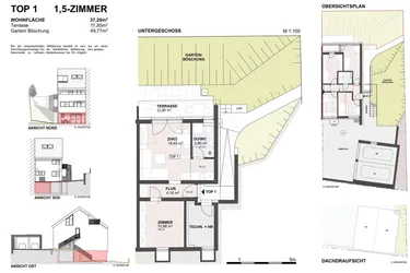 1,5 Zimmer Wohnung mit Terrasse und Gartennutzung