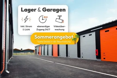SOMMERAKTION: 20% sparen auf die Nettomiete einer 28m² Einheit - Moderne 28-112m² Garagen und Lagerräume mit Strom zur Miete | Jederzeit kündbar
