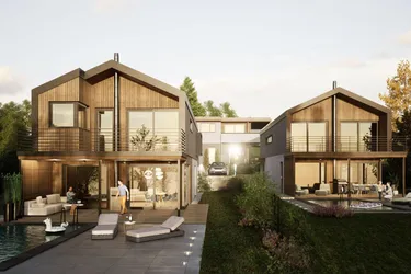 WOHNEN im WIENERWALD – Baugrund für Premium Holz Massivhaus im Chalet Stil