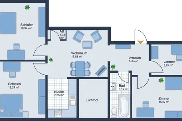 Gut geschnittene 5-Zimmer Anleger-Wohnung - ideal für 4 Studenten