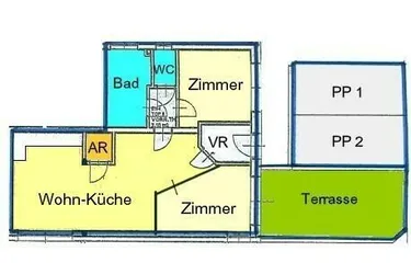 Provisionsfrei: kleine 3-Zimmerwohnung mit Terrasse bei LKH / Med-Uni