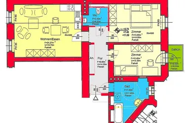 Provisionsfrei: günstige 3-Zimmer-Altbauwohnung mit Balkon in Eggenberg - Pfarrgasse - Nähe FH Joanneum