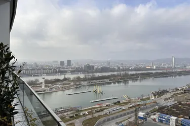 Danube Flats, 18. Stock: 2 Zimmer mit Balkon, Donaublick, Pool und Concierge
