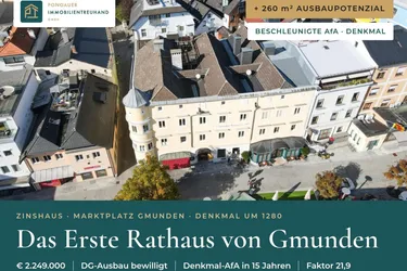 Das Erste Rathaus von Gmunden – historischer Sachwert mit Ertrag, Ausbaupotenzial und steuerlicher Attraktivität
