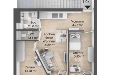 Stadt Carré Wilten - Wohnung mit 2 Schlafzimmern 