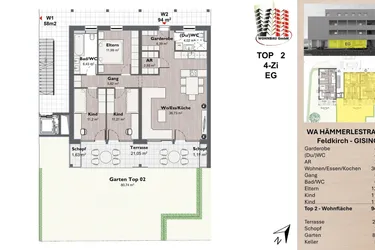 NEUBAU-W02: 4-Zimmer Gartenwohnung in Gisingen